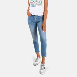 RE/DONE High Rise Ankle Crop Worn Indigo Jeans Size 28